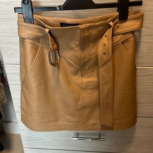 Intermix brown leather skirt